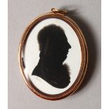 19TH CENTURY ENGLISH SCHOOL, MINIATURE PORTRAIT SILHOUETTE OF A GENTLEMAN. 1.5ins x 1in.