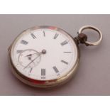 A SILVER POCKET WATCH, with subsidiary seconds dial.