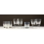 THREE STUART CRYSTAL WHISKY GLASSES, a pair of DOULTON cut glass whisky glasses and a set of three