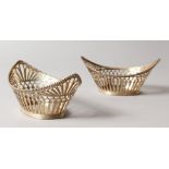 A PAIR OF DUTCH SILVER OVAL PIERCED BASKETS.