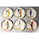 A SET OF SIX VILLEROY & BOCH CIRCULAR PLATES. 10ins diameter.