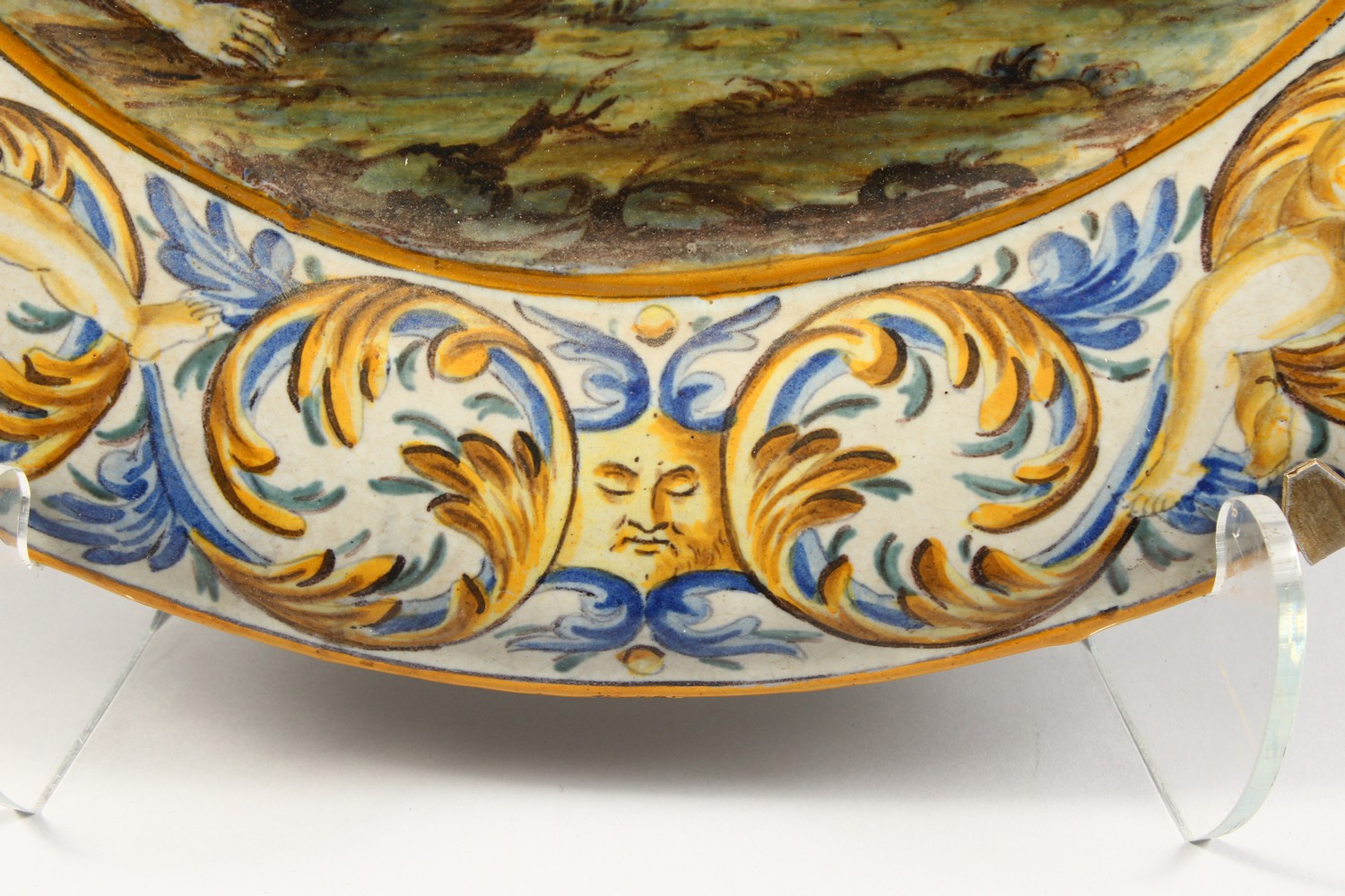 A LARGE ITALIAN MAJOLICA CHARGER with an allegorical scene. 18ins diameter. - Image 5 of 6