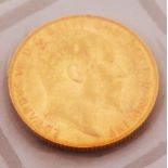 AN EDWARD VII GOLD SOVEREIGN, 1908.