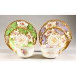 TWO COALPORT PORCELAIN TRIOS, cup, saucer and plate.
