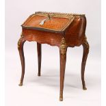 A GOOD 19TH CENTURY FRENCH KINGWOOD, PARQUETRY AND ORMOLU BUREAU, with ornate cast ormolu