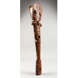 A CARVED WOOD POLYNESIAN CLUB. 2ft long.