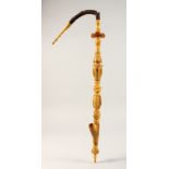 A 19TH CENTURY CONTINENTAL RHINOCEROS HORN PIPE. 2ft 4ins long.