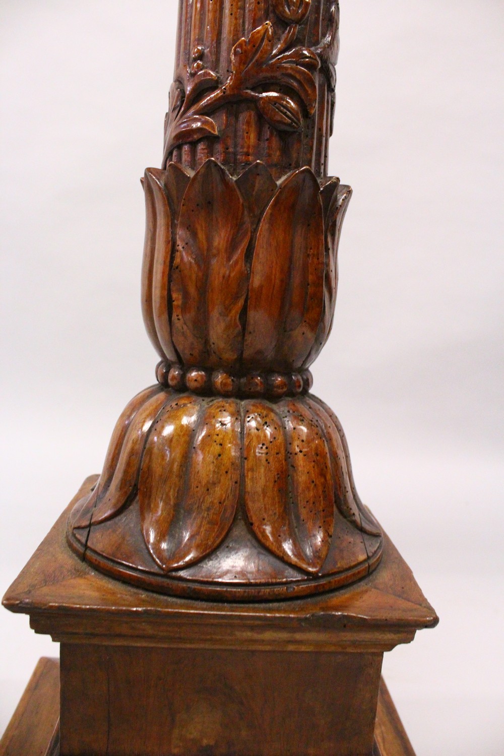 A 19TH CENTURY CARVED FRUITWOOD LECTURN, the book support carved as an eagle with outswept wings - Image 8 of 9