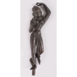 A GOOD HEAVY QUALITY NEPALI BRONZE STATUE OF A BUDDHA TARA, stood with her hand aloft, wearing a