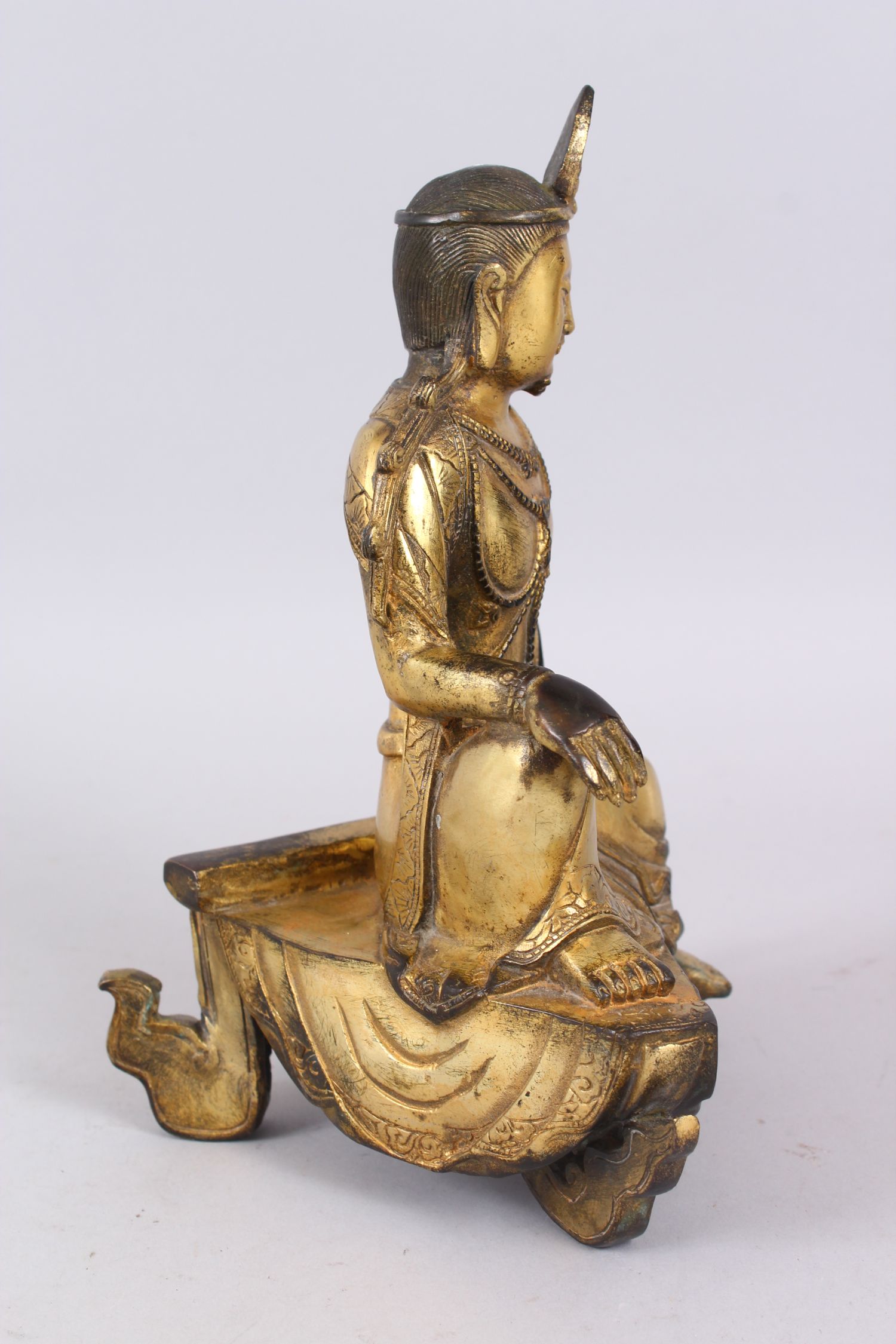 A CHINESE GILDED BRONZE SEATED BUDDHA. 24cm high. - Image 2 of 7