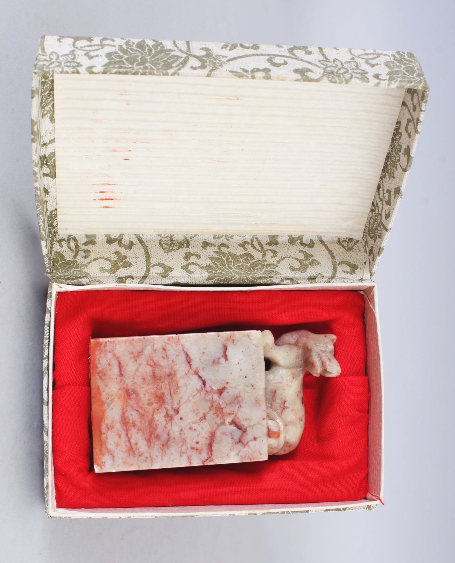 A CHINESE RECTANGULAR SOAPSTONE SEAL, in a fitted box, the seal 7.8cm high & 4cm wide. - Image 4 of 4