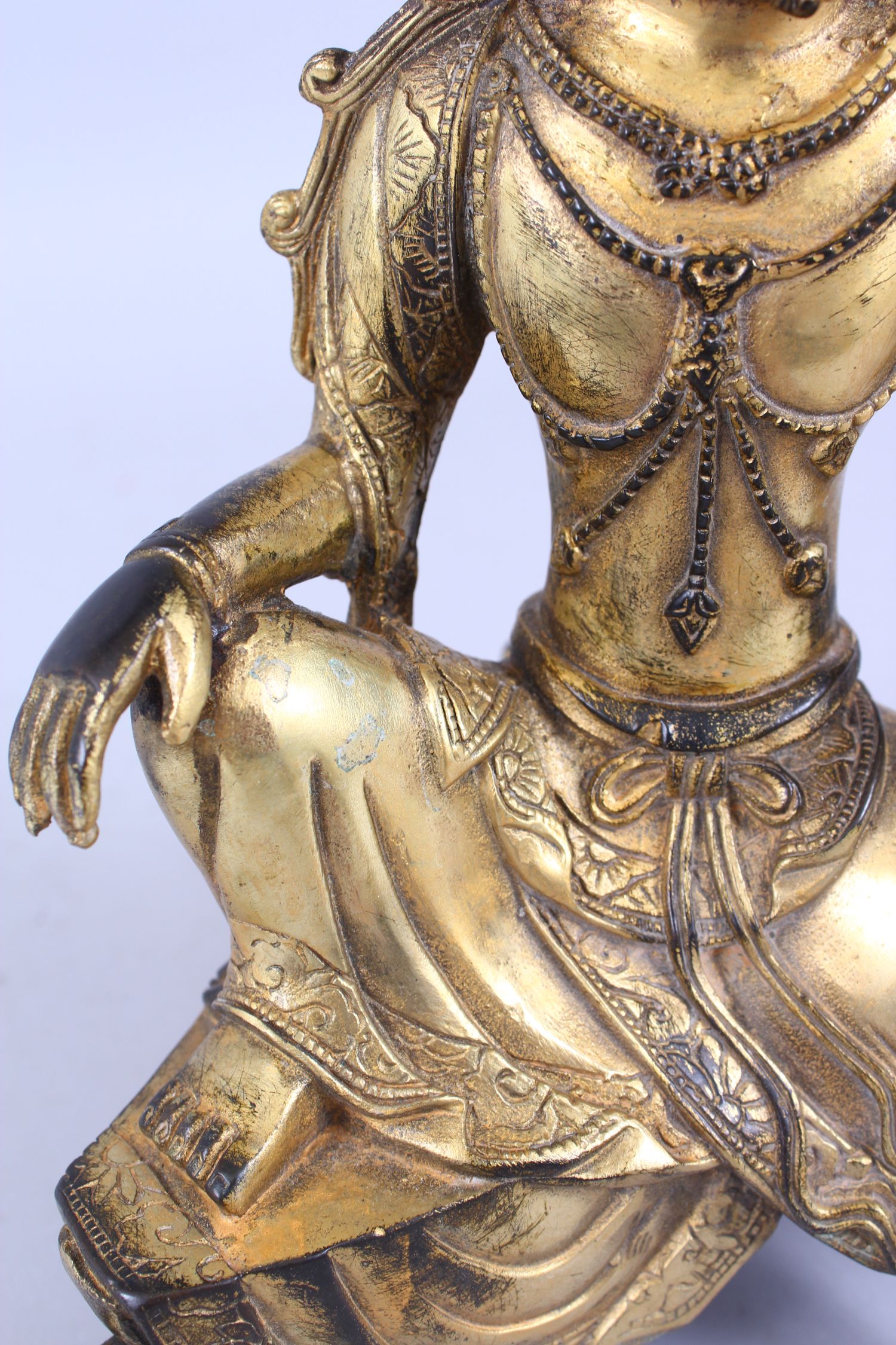 A CHINESE GILDED BRONZE SEATED BUDDHA. 24cm high. - Image 7 of 7