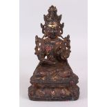 A CHINESE GILDED BRONZE SEATED BUDDHA. 22cm high.
