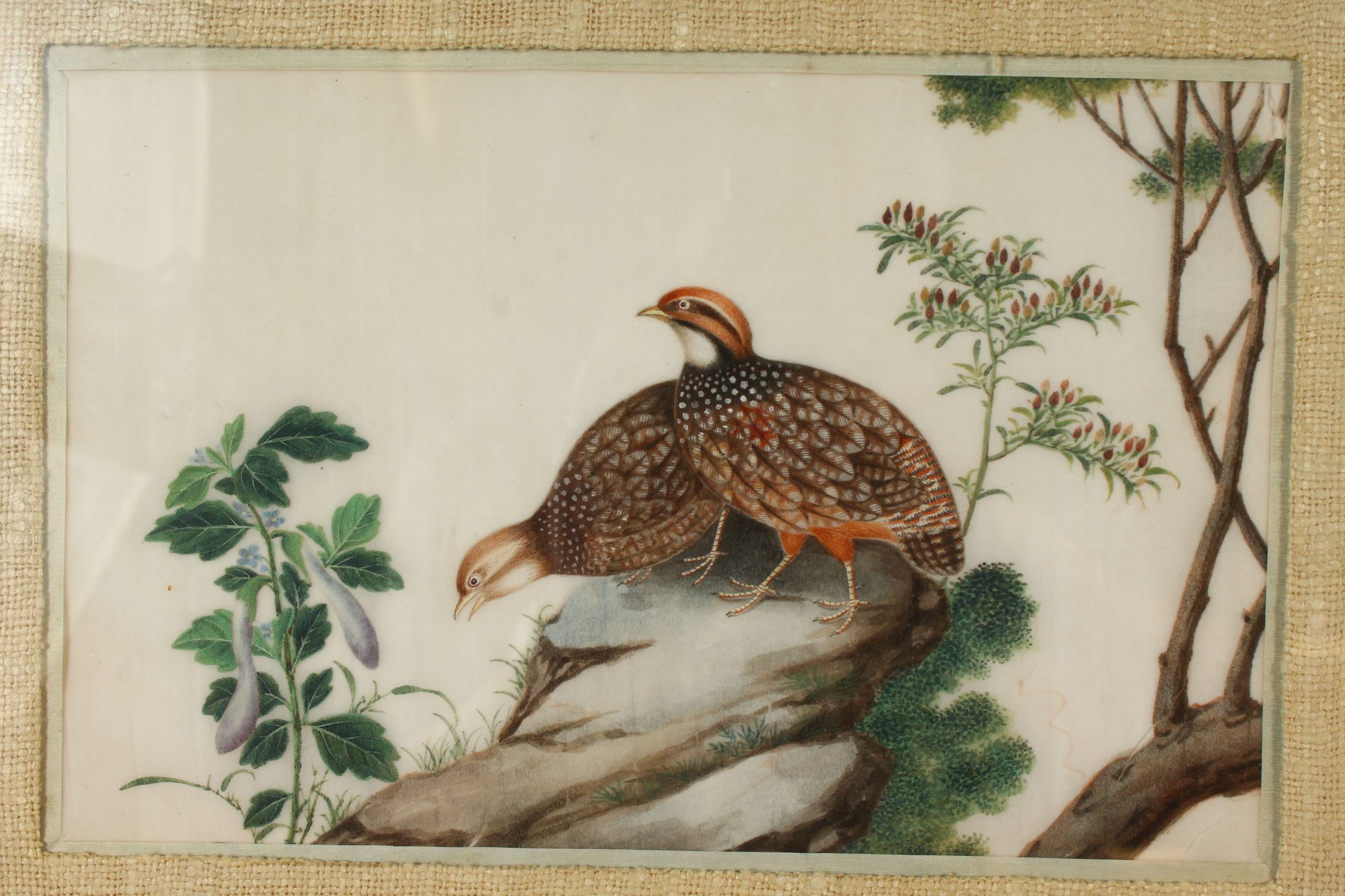 THREE GOOD JAPANESE PAINTINGS ON RICE PAPER, depicting scenes of pheasants and quails amidst trees - Image 2 of 6