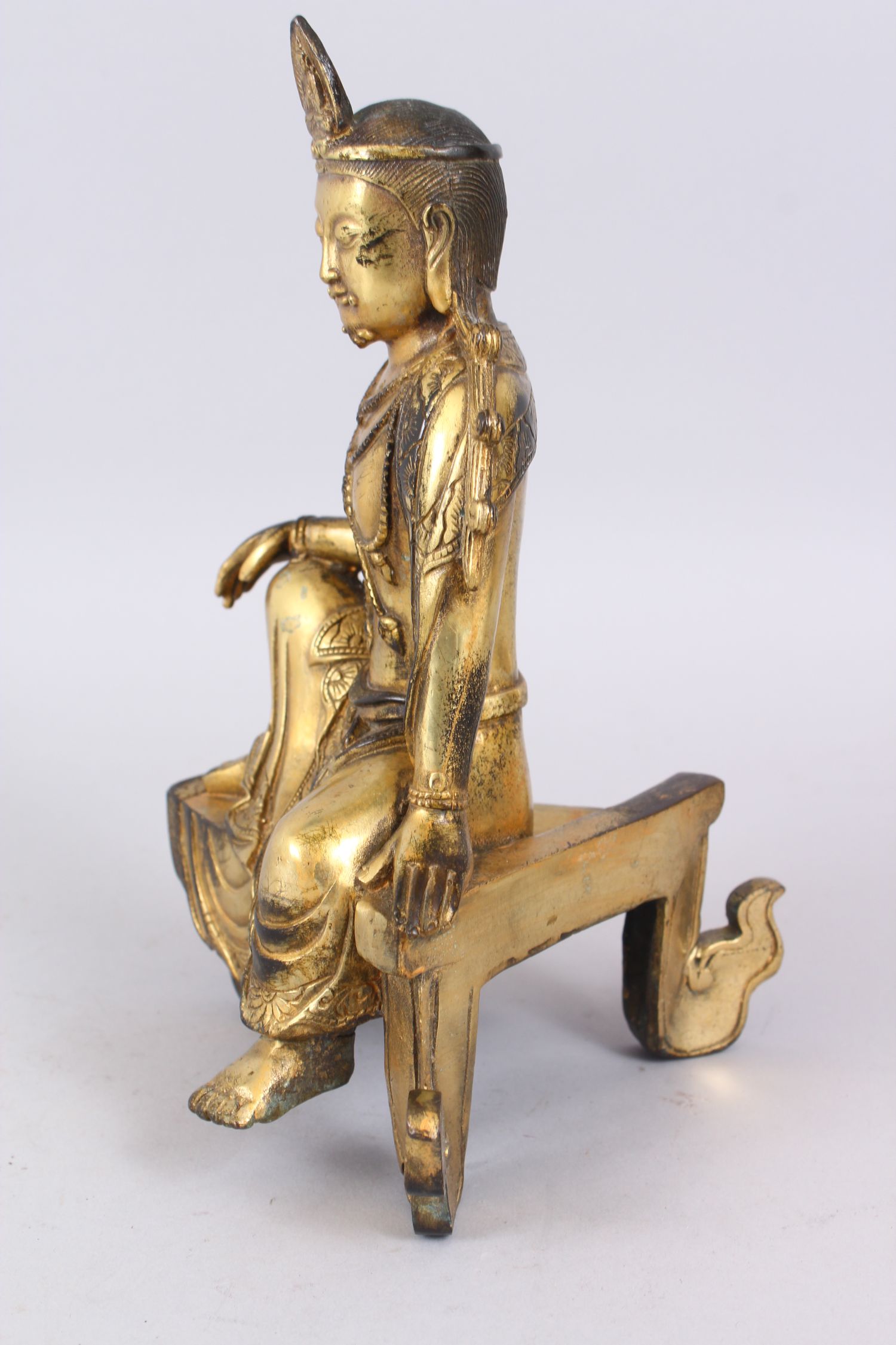 A CHINESE GILDED BRONZE SEATED BUDDHA. 24cm high. - Image 4 of 7