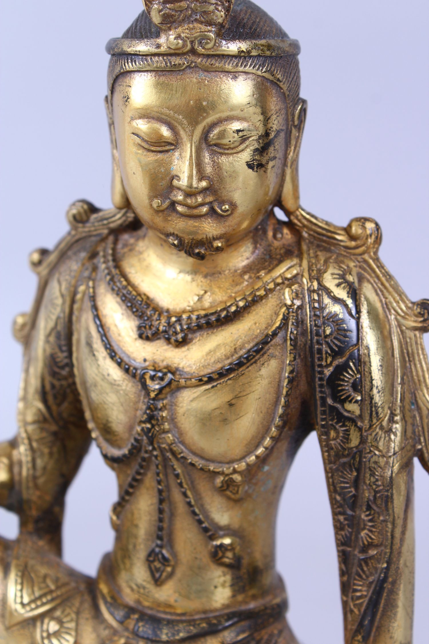 A CHINESE GILDED BRONZE SEATED BUDDHA. 24cm high. - Image 5 of 7