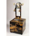 AN UNUSUAL JAPANESE EDO PERIOD LACQUERED TRAVELLING DRESSING TABLE, finely detailed with gold