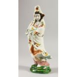 A LOVELY JAPANESE MEIJI PERIOD KUTANI OKIMONO OF KANNON BODHISATTVA / GUANYIN, stood wearing