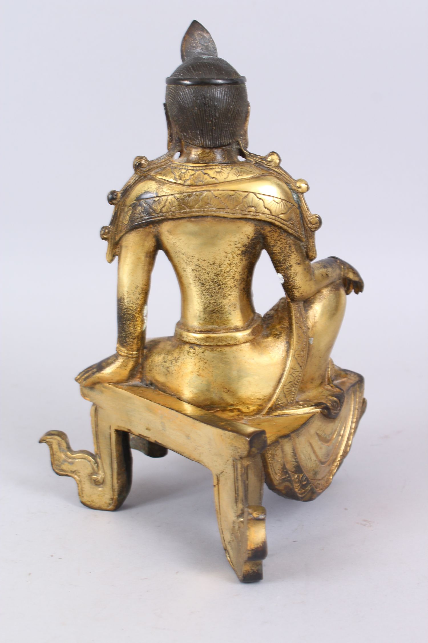 A CHINESE GILDED BRONZE SEATED BUDDHA. 24cm high. - Image 3 of 7