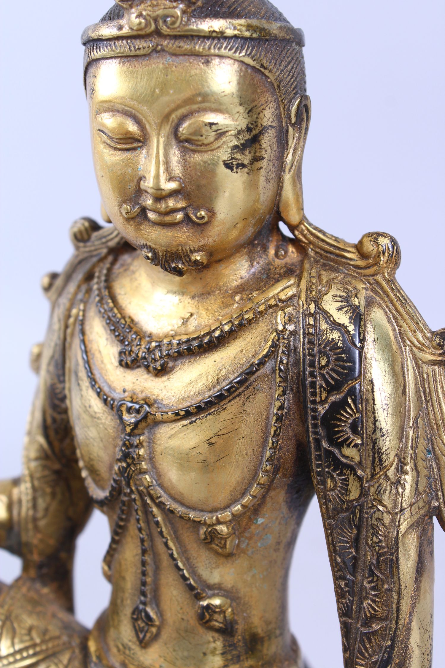 A CHINESE GILDED BRONZE SEATED BUDDHA. 24cm high. - Image 6 of 7