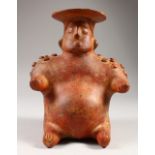 A MEXICAN "XOCHIMILCO" UNUSUAL POTTERY FIGURE of a tubby man. Scratch Mexico. 26cms high.