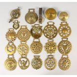 TWENTY VARIOUS ANTIQUE HORSE BRASSES.