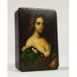 A VERY GOOD STOBWASSER PAPIER MACHE SNUFF BOX, No. 119, the lid painted with a portrait of "