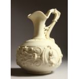 A WORCESTER NAPOLEONIC WHITE BULBOUS JUG. 23cms high.