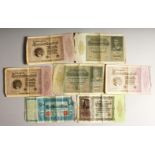 SEVEN VARIOUS LARGE BANKNOTES.