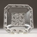 A SMALL LALIQUE GLASS DISH. 8.5cms.