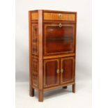 AN 18TH CENTURY DUTCH INLAID MAHOGANY ESCRITOIRE with marble top, small drawer over a fall front