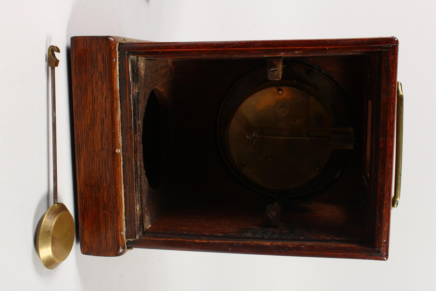 A 19TH CENTURY ROSEWOOD INLAID CLOCK, with white dial, Roman numerals and carrying handle. 18cms - Image 5 of 12