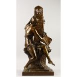 EMILE LOUIS PICAULT (1833-1915) FRENCH. LA SOUVENIR. A good bronze group of a lady by a memorial.