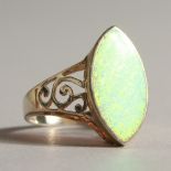 A SILVER AND OPAL RING.