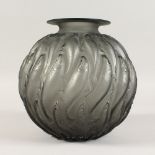 A LALIQUE VASE "MARISA" BLACK. Etched R. LALIQUE, FRANCE. No. 1002. 24cms high. Illus. page 439 R.