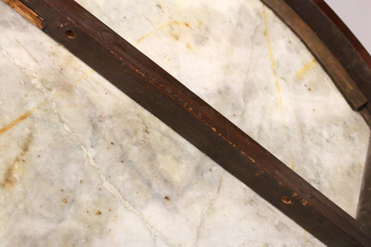 A 19TH CENTURY MAHOGANY PEDESTAL CENTRE TABLE, with a circular specimen marble top, supported on - Image 28 of 29