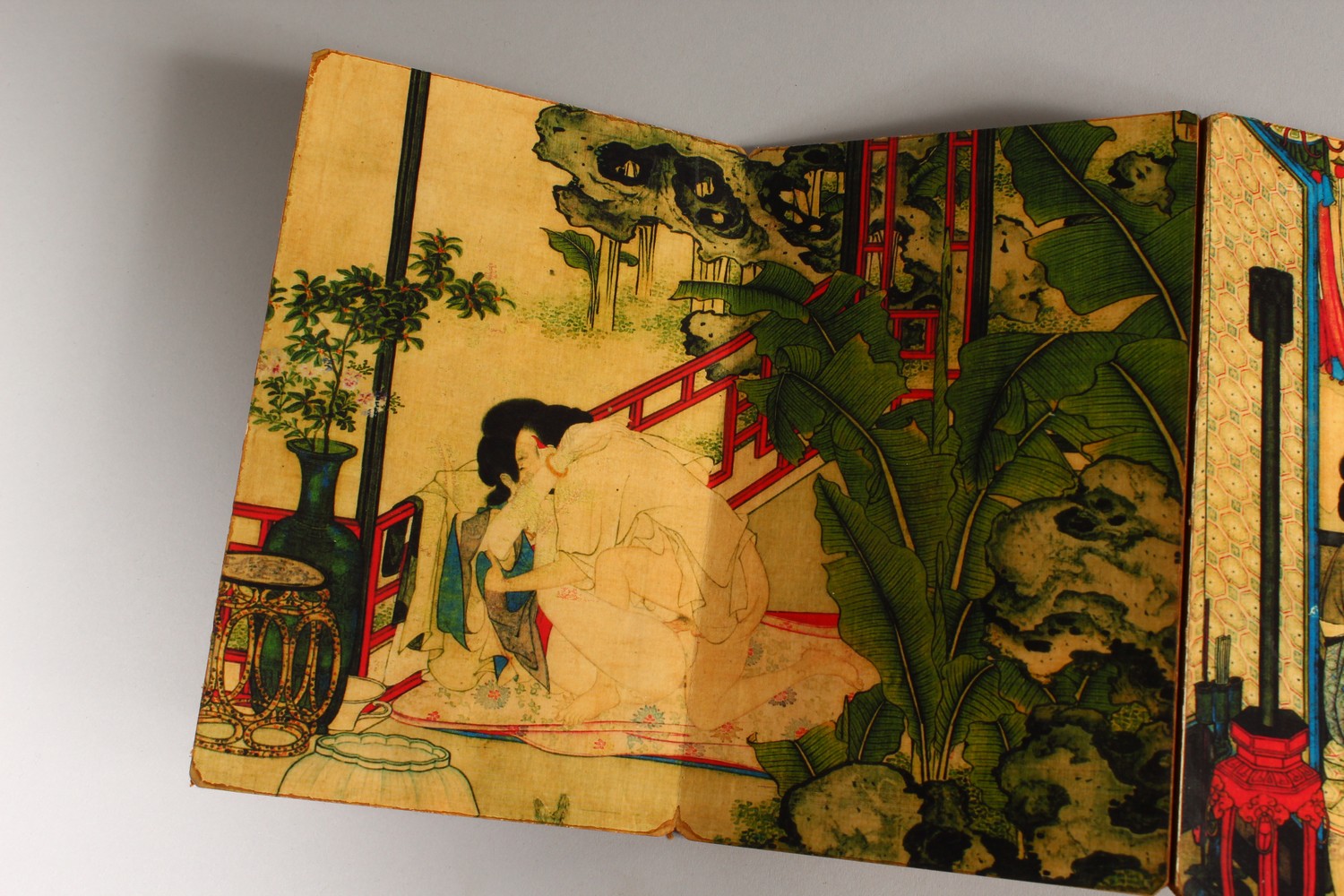 A CHINESE FOLDING EROTIC BOOK. 19cms high. - Image 2 of 7