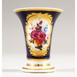 A MINIATURE CHAMBERLAIN'S WORCESTER VASE, CIRCA. 1800, blue ground edged in gilt and painted with