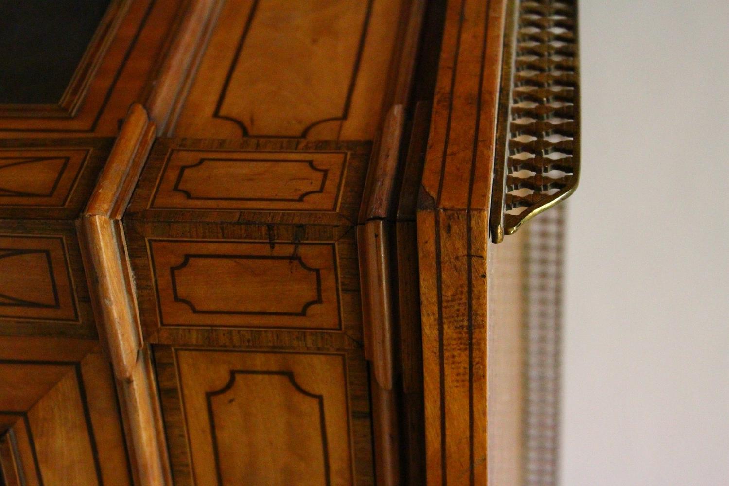 A GOOD 19TH CENTURY SATINWOOD CABINET, with a brass gallery, single frieze drawer over a pair of - Image 2 of 8