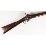 AN IMPERIAL RUSSIAN PERCUSSION CAP MUSKET. 41.25ins barrel secured to the full-length walnut