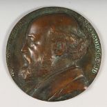 A GOOD BRONZE PLAQUE "DOCTOR LUDWIG", 7th March MCMIX. 11ins diameter.