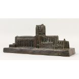 A BRONZE MODEL OF A CATHEDRAL. 30cms wide.