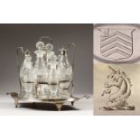 A SUPERB GEORGE III BOAT SHAPED EIGHT BOTTLE CRUET by PAUL STORR, 35cms long, with gadrooned edge,