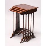 A REGENCY DESIGN MAHOGANY QUARTETTO, with satinwood banding and inlay to the feet. Largest: 47cms
