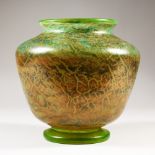 A LARGE LOETZ SPECKLED GLASS VASE. 22cms high x 22cms wide. Indistinctly signed on base.