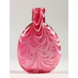 A VICTORIAN RUBY GLASS NAILSEA FLASK. 12.5cms.