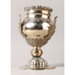 A CONTINENTAL SILVER VASE (AF).