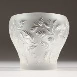 A SMALL CUT LALIQUE GLASS VASE. 6.5cms high.