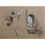 Henry Bright (1810-1873) British. A Sketch of an Archway, Chalk, Unframed, 10.25" x 14.25", and