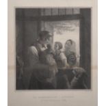 I... Exner (19th Century) German. Figures by a Doorway, Engraving, 10.25" x 9.5".